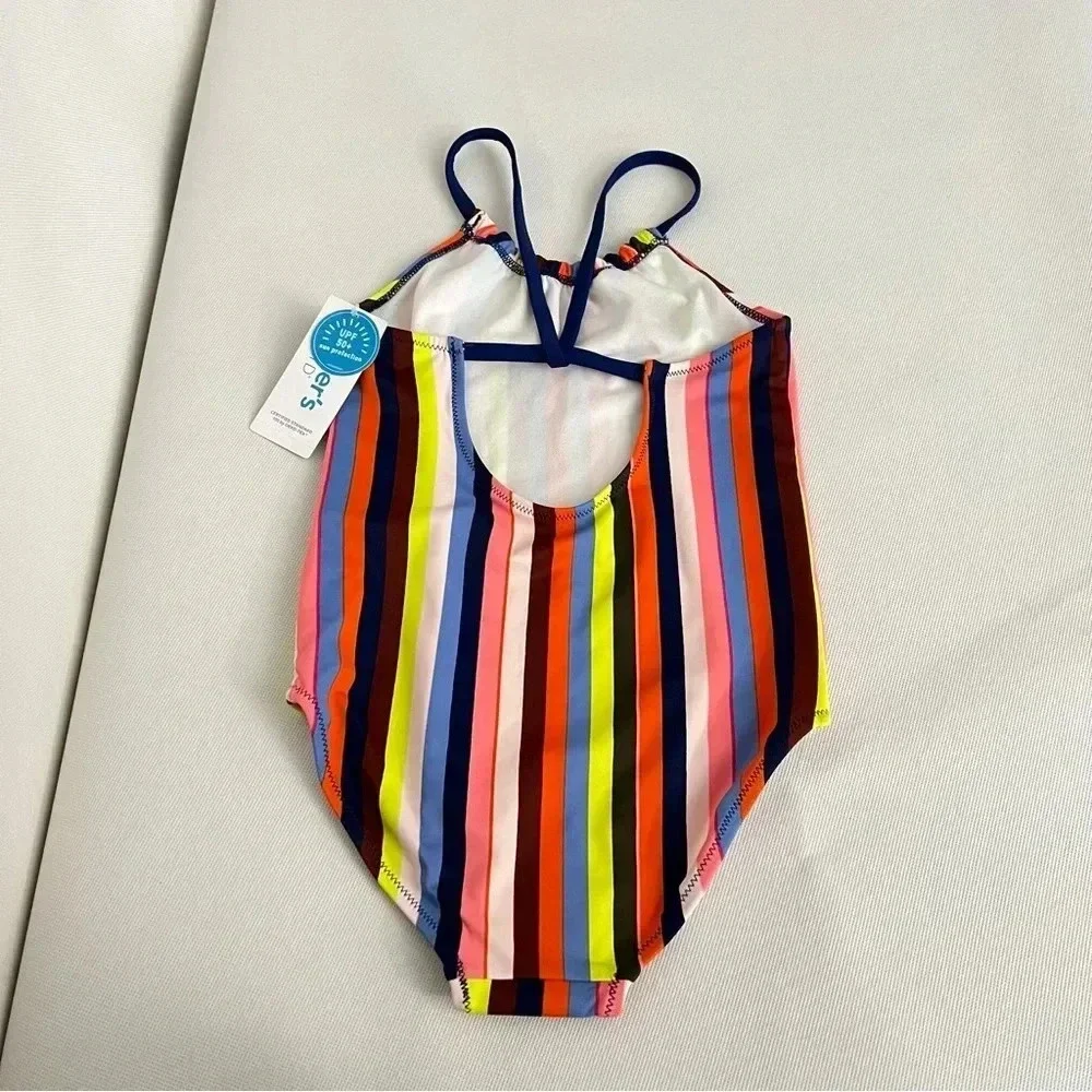 Carter's Kid Swim Suit One Piece Size 6 Multi-Colored Stripes Lined UPF 50+